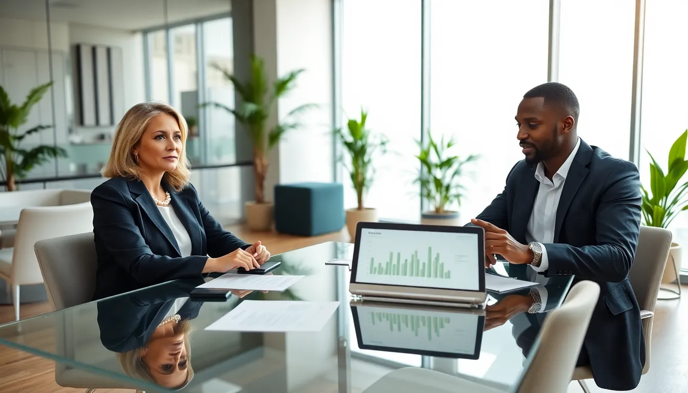 professionals discussing condo ownership versus renting in an office.