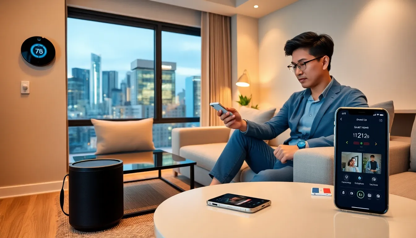 modern apartment showcasing smart home devices and technology features.